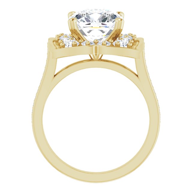 14K Yellow Floral Halo-Style Engagement Ring Mounting