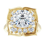 14K Yellow Floral Halo-Style Engagement Ring Mounting