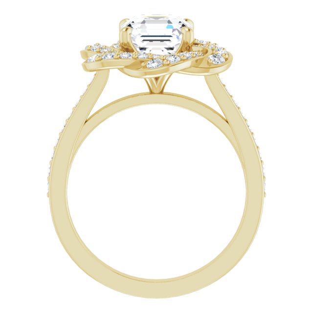 14K Yellow Floral Halo-Style Engagement Ring Mounting