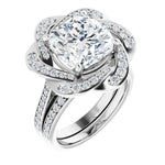 Platinum Floral Halo-Style Engagement Ring Mounting