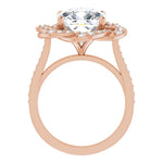 14K Rose Floral Halo-Style Engagement Ring Mounting