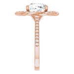 14K Rose Floral Halo-Style Engagement Ring Mounting