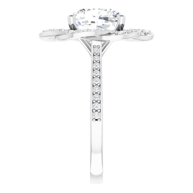 Platinum Floral Halo-Style Engagement Ring Mounting