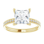 14K Yellow Square Accented Engagement Ring - The Diamond Club