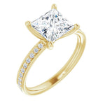 14K Yellow Square Accented Engagement Ring - The Diamond Club