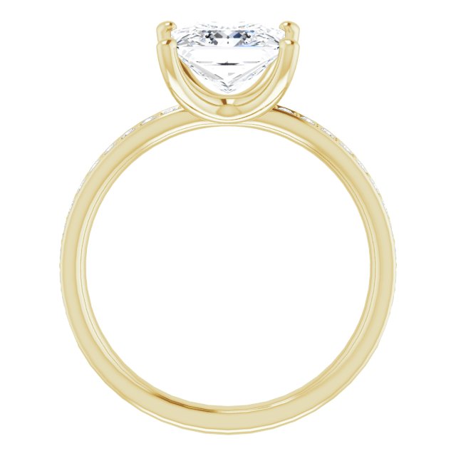 14K Yellow Square Accented Engagement Ring - The Diamond Club