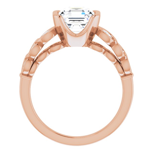 18K Rose Asscher Engagement Ring Mounting