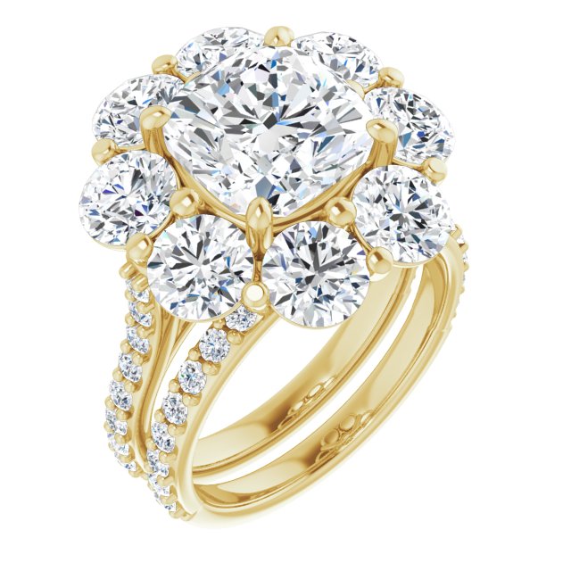 14K Yellow Halo-Style Engagement Ring Mounting