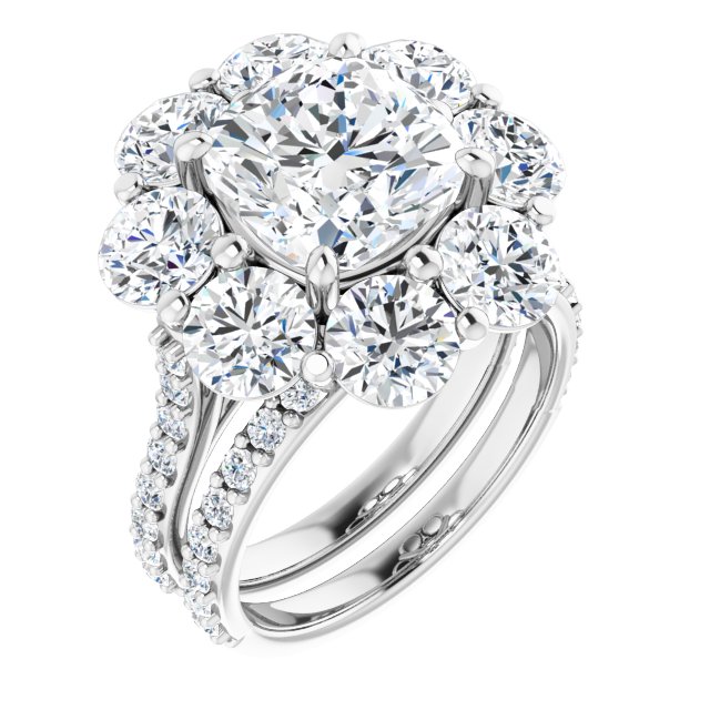 Platinum Halo-Style Engagement Ring Mounting