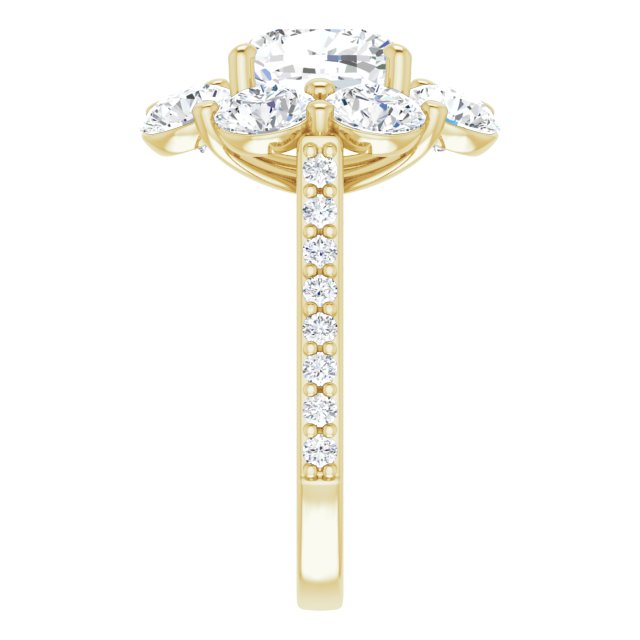 14K Yellow Halo-Style Engagement Ring Mounting