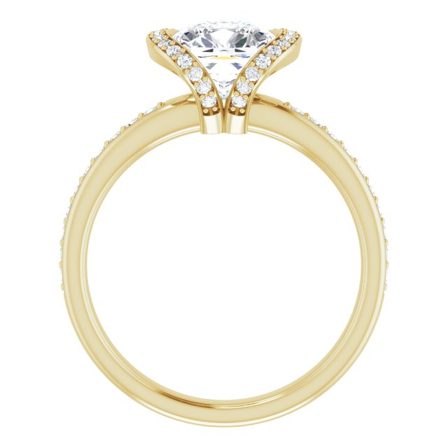 14K Yellow Bezel-Set Halo-Style Engagement Ring Mounting