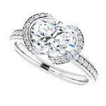 18K White Bezel-Set Halo-Style Engagement Ring Mounting