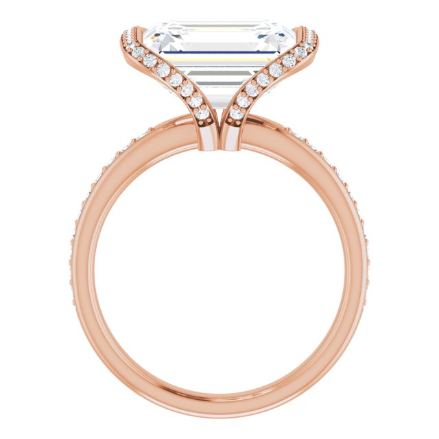 14K Rose Bezel-Set Halo-Style Engagement Ring Mounting