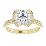 14K Yellow Bezel-Set Halo-Style Engagement Ring Mounting