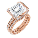 14K Rose Bezel-Set Halo-Style Engagement Ring Mounting