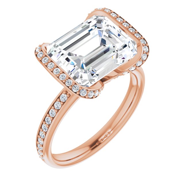 14K Rose Bezel-Set Halo-Style Engagement Ring Mounting