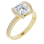 14K Yellow Bezel-Set Halo-Style Engagement Ring Mounting