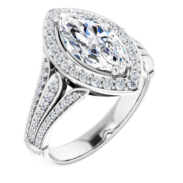 18K White Engagement Ring Mounting