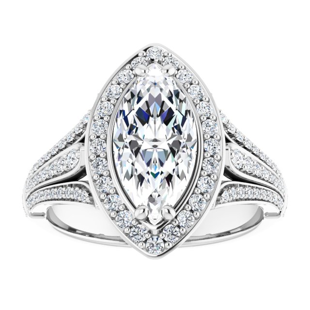 18K White Engagement Ring Mounting