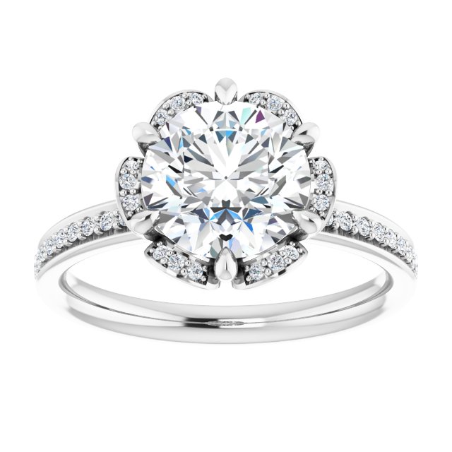 18K White Engagement Ring Mounting