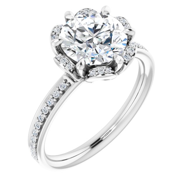 18K White Engagement Ring Mounting