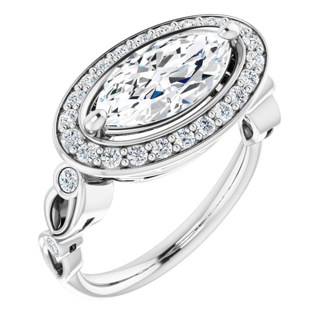 18K White Engagement Ring Mounting