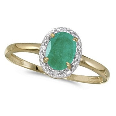 Allurez 0.75 CTW Oval Emerald 14 K Yellow Gold Halo Engagement Ring