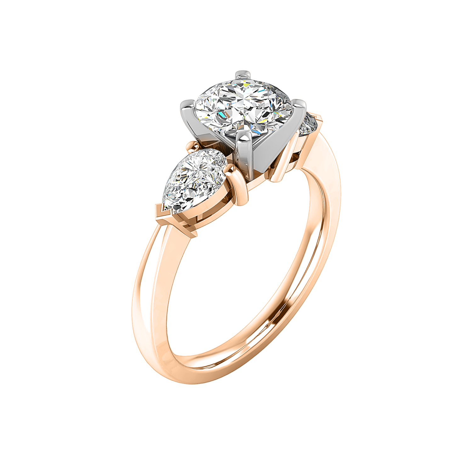 Madison Three Stone Pear Engagement Ring