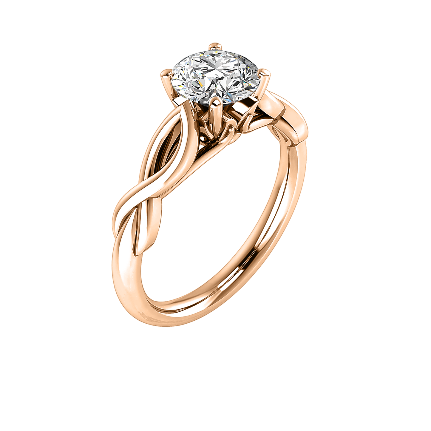 Mia Twisted Plain band 4 prong Solitaire - The Diamond Club