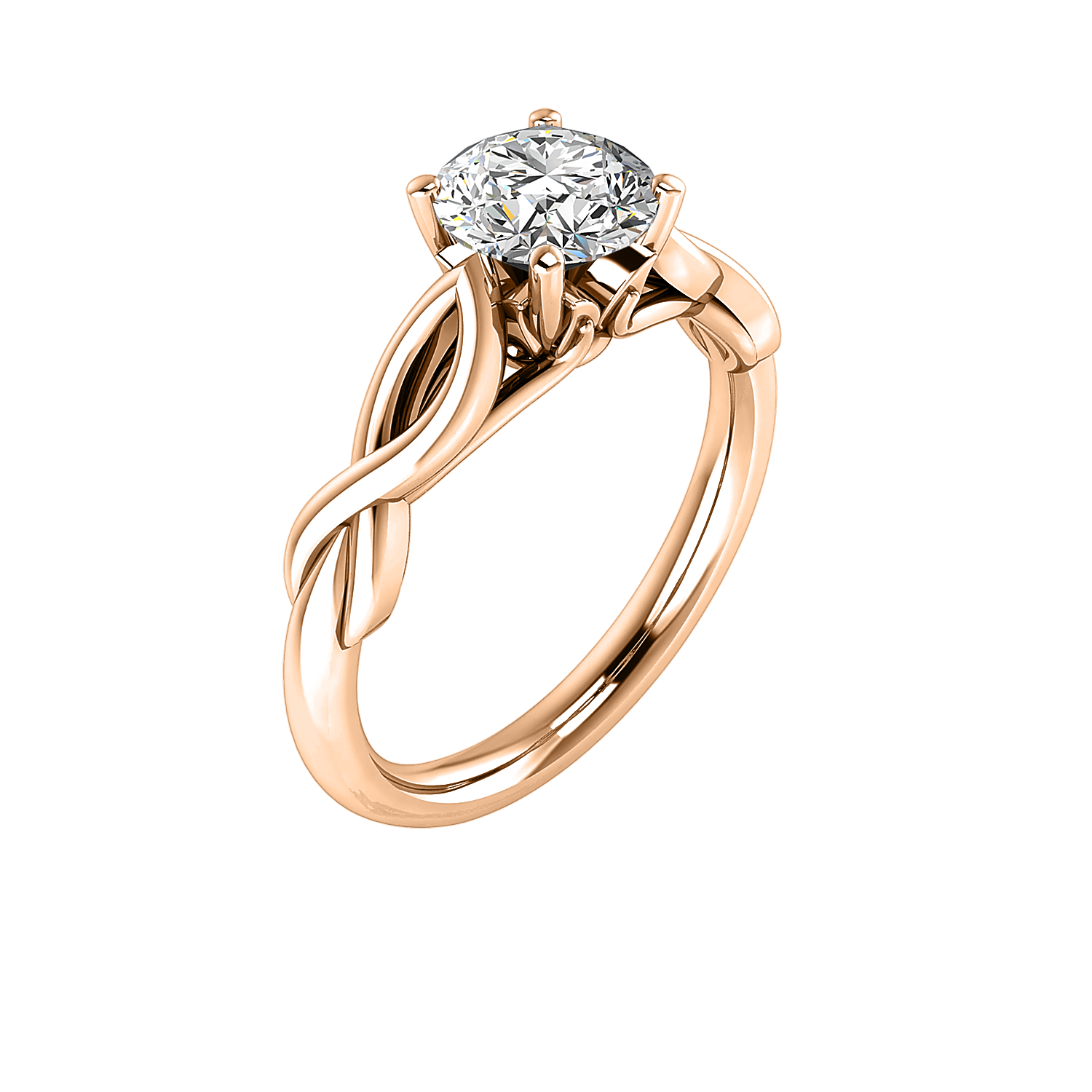 Mia Twisted Plain band 4 prong Solitaire - The Diamond Club