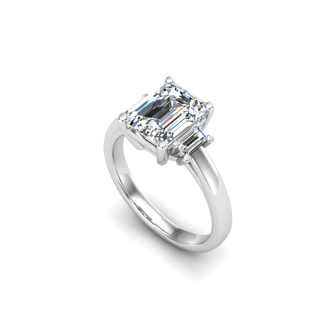 Jennifer Emerald Three-Stone Engagement ring