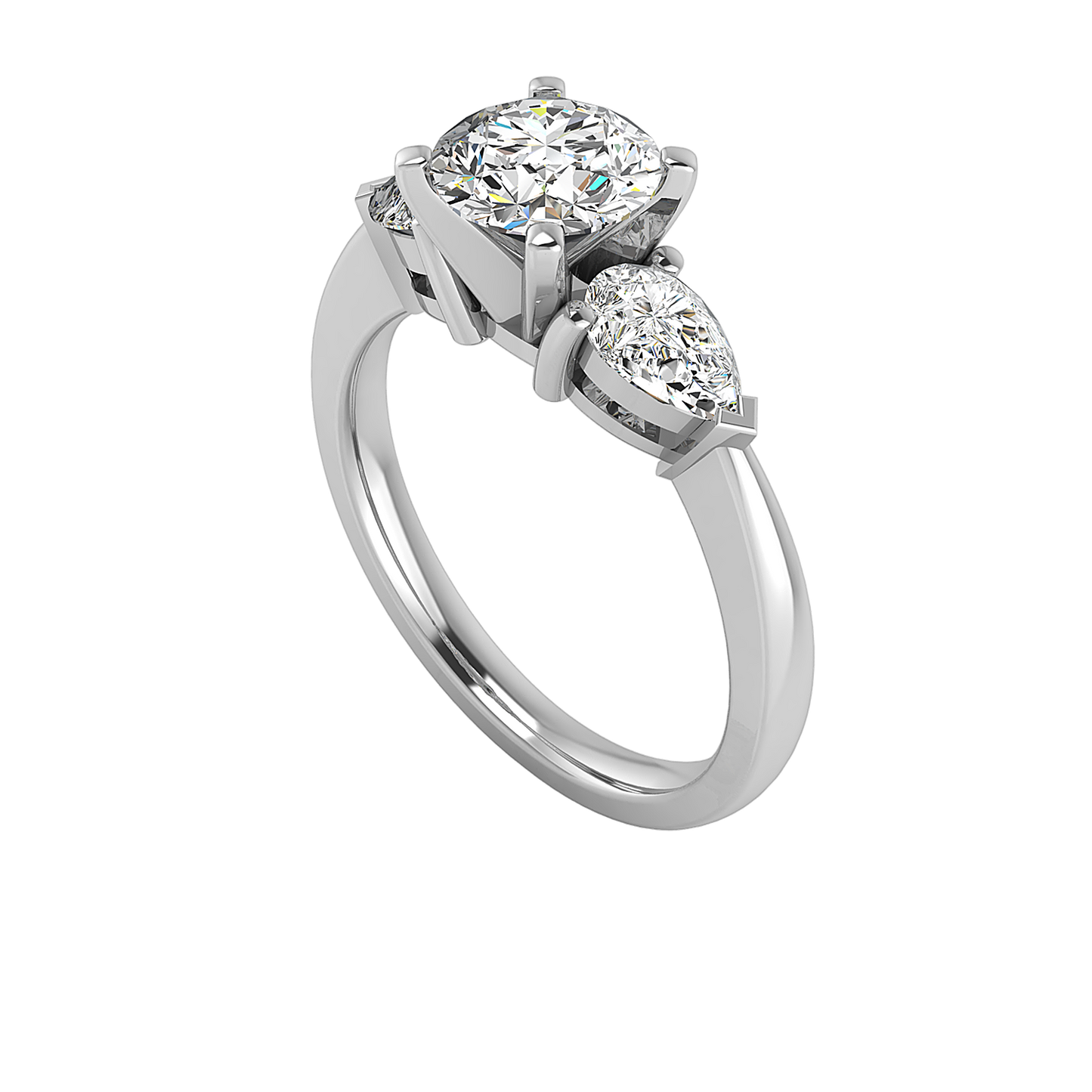 Madison Three Stone Pear Engagement Ring